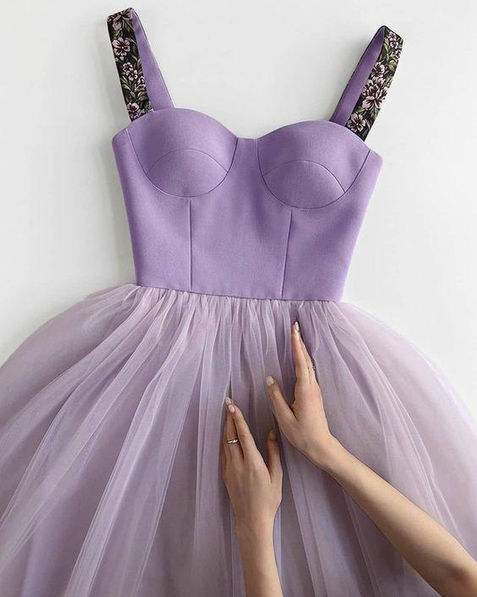 Purple Tulle Short Party Dress Short Homecoming Dresses c2734