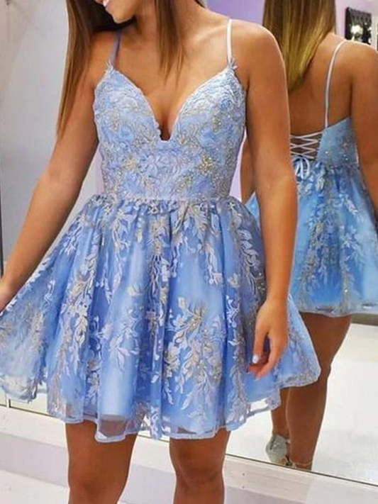 A-Line Spaghetti Straps Short/Mini Sleeveless Sweet 16 Dress Homecoming Dress c2657