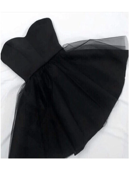 Custom Made A Line Sweetheart Neck Short Black Prom Dresses, Short Black Homecoming Dresses, Graduation Dresses, Black Formal Dresses c3460