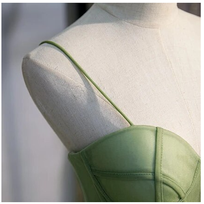 Fluorescent green Strapless Full Length Wedding Dress Prom Dress Evening Dress Formal Occasion Party Dress  C1496