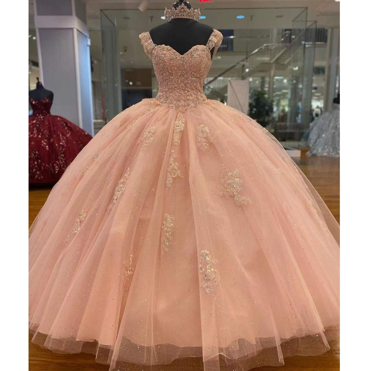 Sweetheart Quinceanera Dress Blush Pink Beaded Sweet 16 Party Dress Ball Gowns c2764
