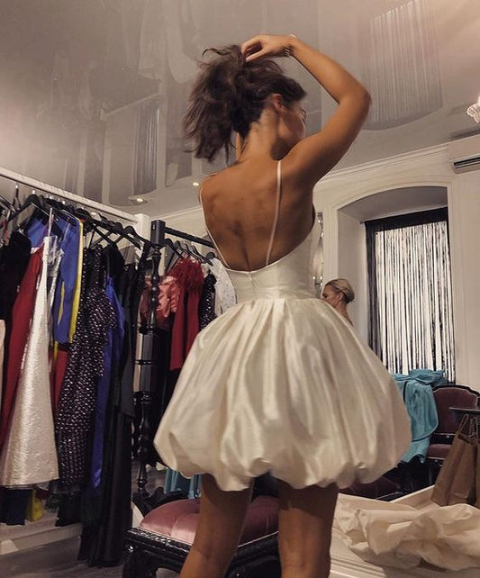 White Backless Homecoming Dress Cute Homecoming Dress cc94