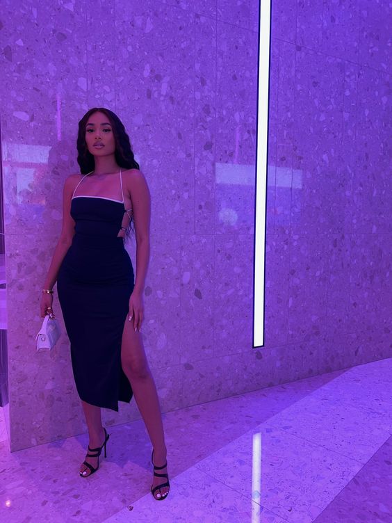 Black Simple Party Dress Open Back Homecoming Dress c3406