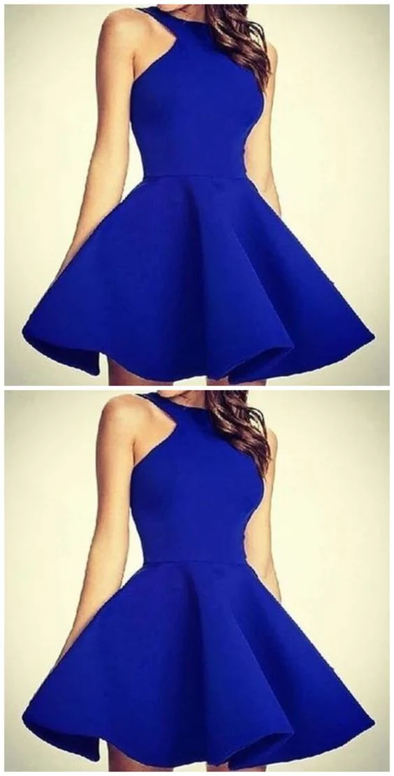 simple royal blue short homecoming dress c2987