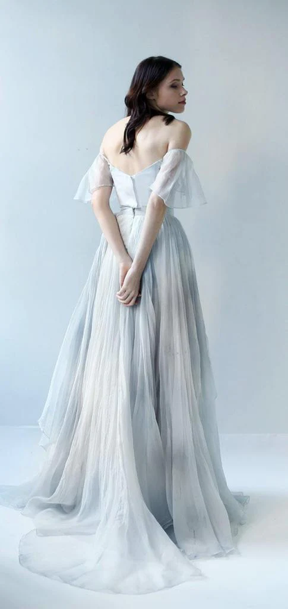 Fancy A-line Off Shoulder Chiffon Long Prom Dresses, Evening Dresses c2744