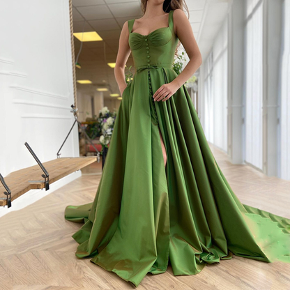 Green Sleeveless Prom Dress, Elegant Prom Dress C484