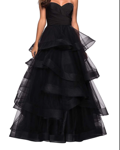 Black Rufflue Prom Dress Long Prom Dress Sweetheart Eveninng Dress  c2566