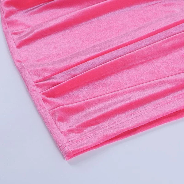 Velvet High Neck Shoulder Pads Mini Dress Party Dress c3105