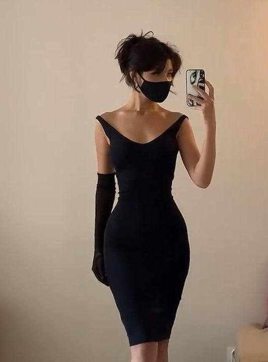 Off The Shoulder Black Party Dress Short Party Dress Classic Little Black Dress cc281