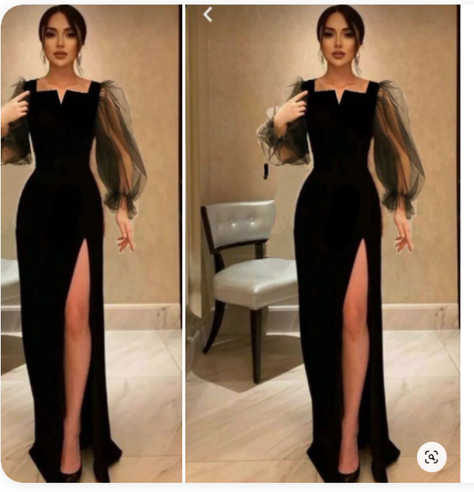 Black simple prom dress mermaid elegant dress c2474