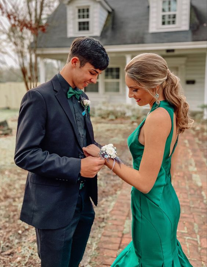 Sexy Green Mermaid Long Backless Prom Dresses  cc103