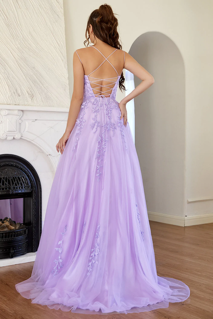 Elegant Lavender / Yellow A-line Prom Dress c2843
