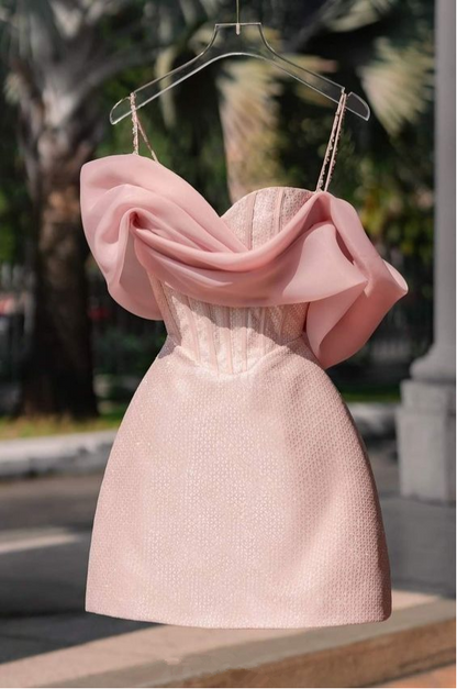 Pink Short Sleeve Bodycon Mini Dress Party Dress Graduation Gifts Lady Short Hoco Dress cc201