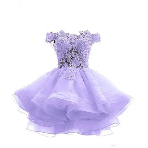 White sweetheart lace applique short cute white homecoming dress Off Shoulder Organza Short Lace Applique Teen Formal Dress c3219