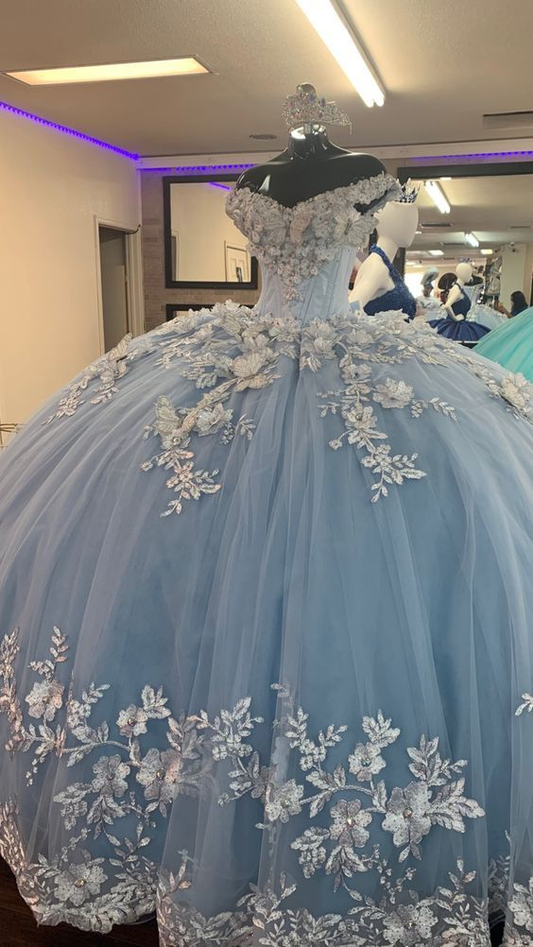 Blue A-line Prom Dress Ball Gown Evening Dress Sweet 16 Dress c3272