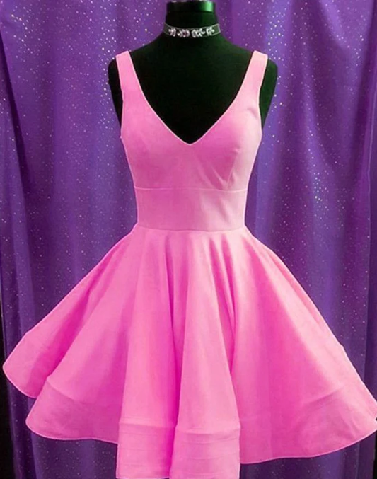 Cute V Neck Ruffles Homecoming Dresses Short Mini Prom Dresses c2645