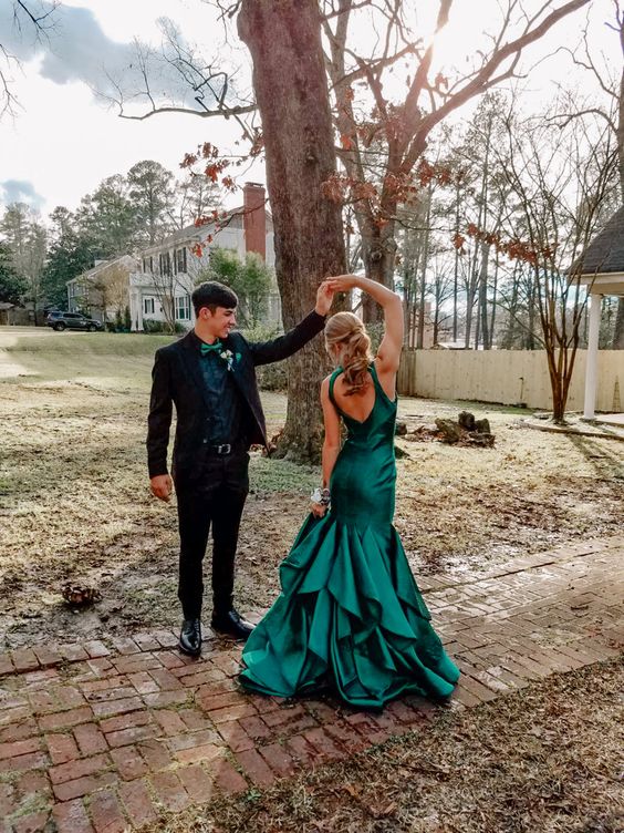 Sexy Green Mermaid Long Backless Prom Dresses  cc103