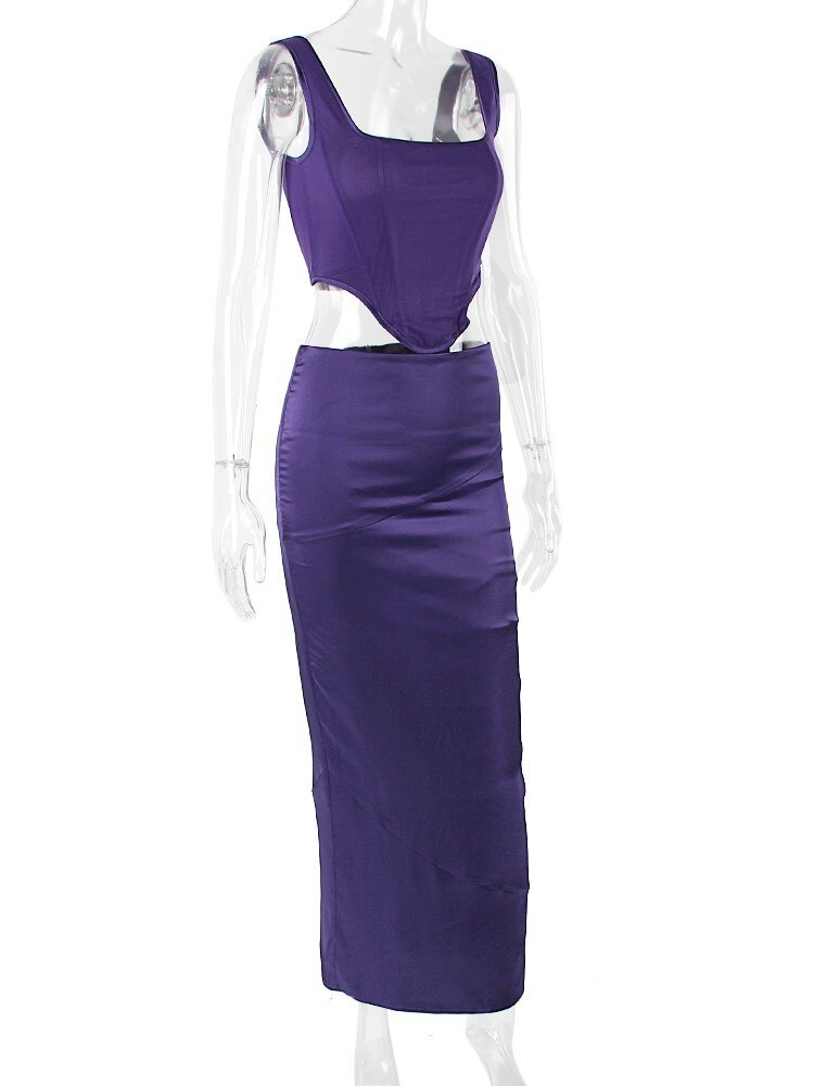 Dark Purple Floor Length Prom Dress Simple Straps Evening Dress c3407