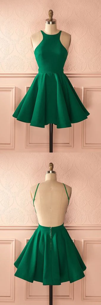 A Line Round Neck Backless Short Graduation Dress,Homecoming Dresses c2640