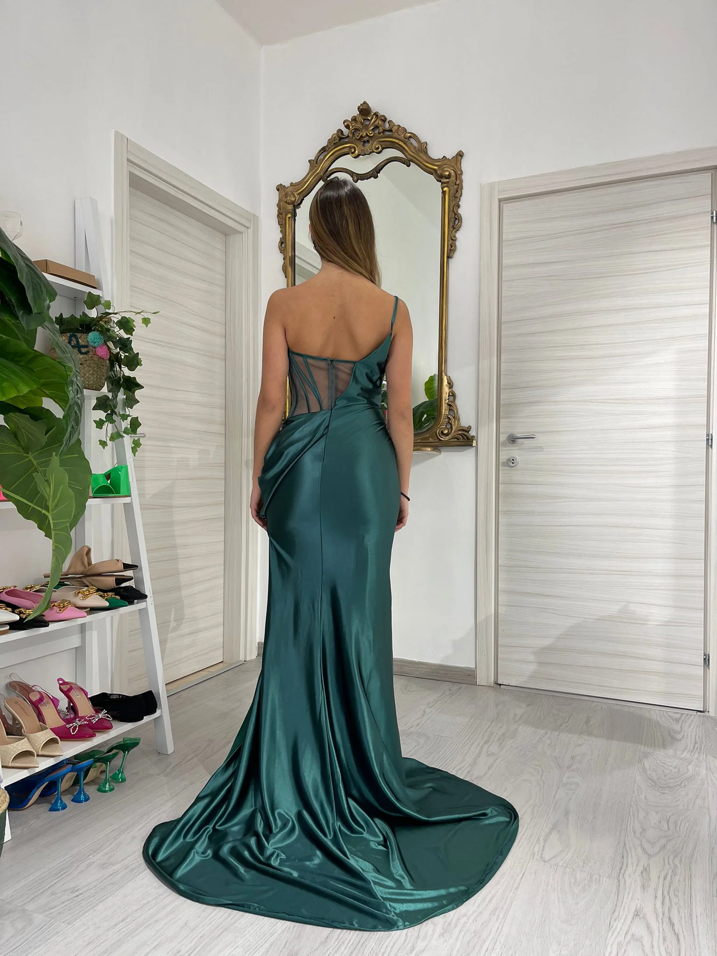 Sexy Mermaid Prom Dress With Split See-through Evening Dress C2104