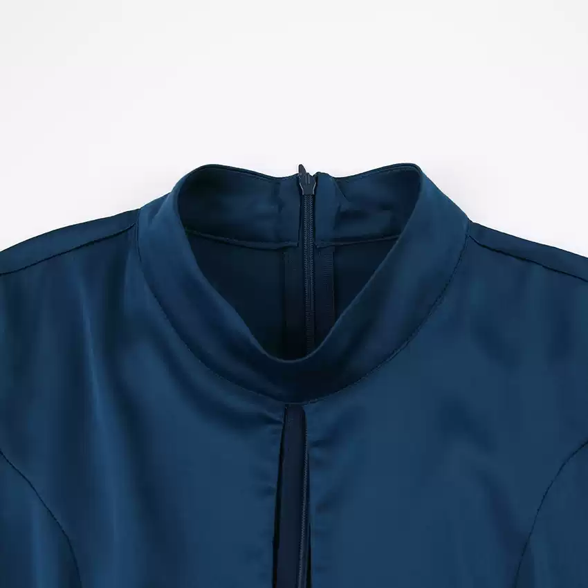 Elegant Simeple Prom Dress With Long Sleeves Split Evening Dress Women's Plain Puff Sleeve O-Neck Long Dress c2497