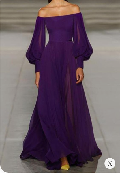 Sexy Off-The-Shoulder Princess Sleeve Prom Dress C1980