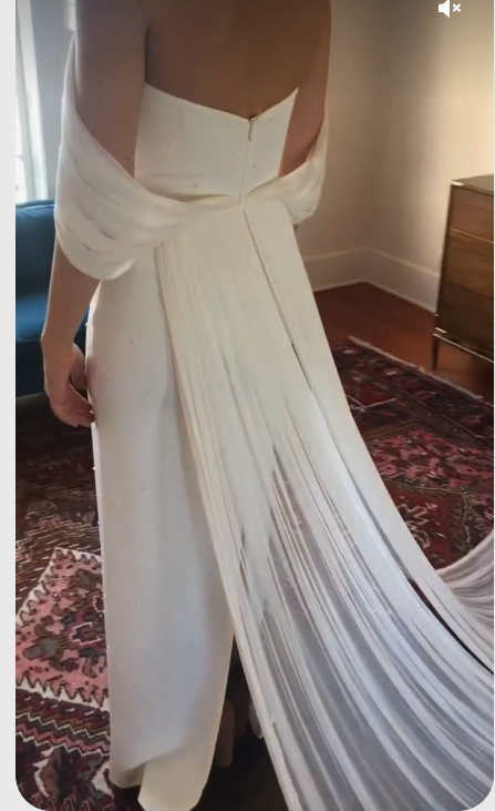 White elegant wedding dress charming prom dress off the shoulder c2874