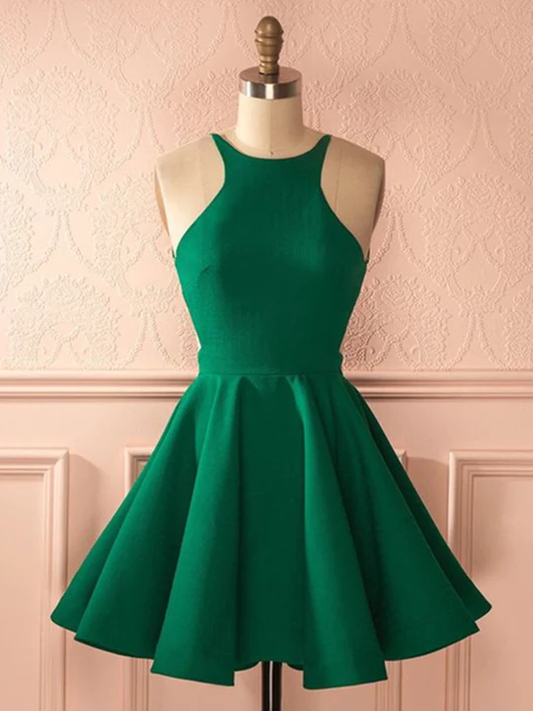 A Line Round Neck Backless Short Graduation Dress,Homecoming Dresses c2640