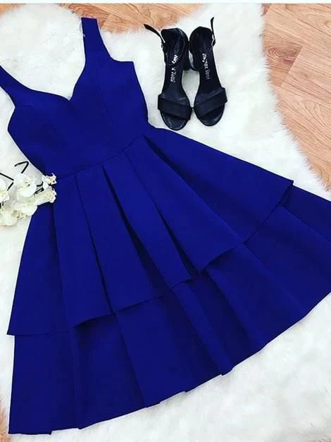 A Line V Neck Short Royal Blue Homecoming Dresses c2647