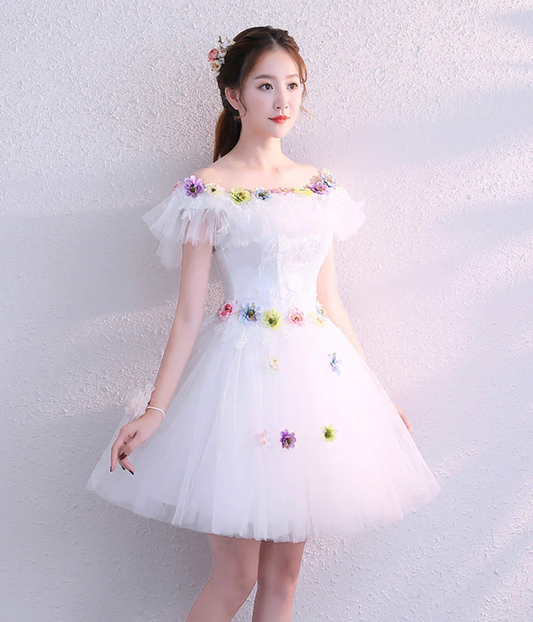 cute tulle lace short homecoming dress lace-up back party dress c2699