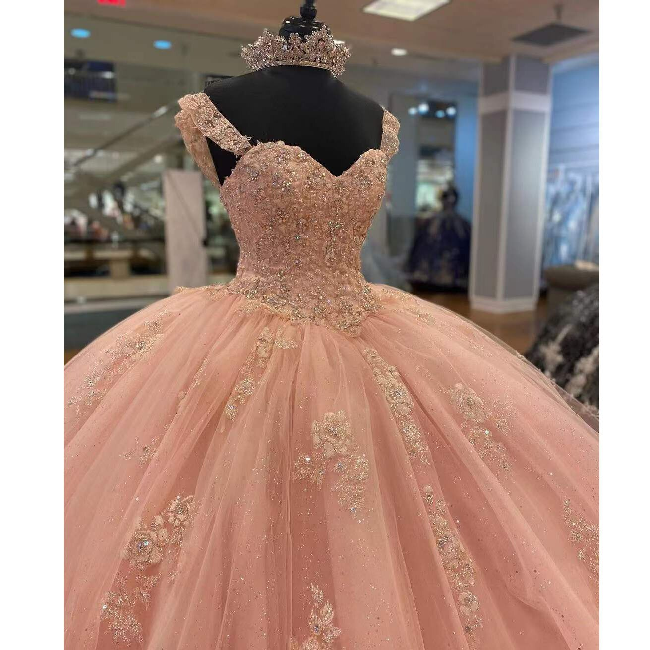 Sweetheart Quinceanera Dress Blush Pink Beaded Sweet 16 Party Dress Ball Gowns c2764