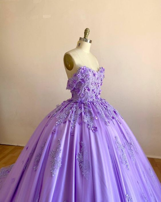Unique A-line Prom Dress Fashion Formal DressPruple Ball Gown With Appliques C2443