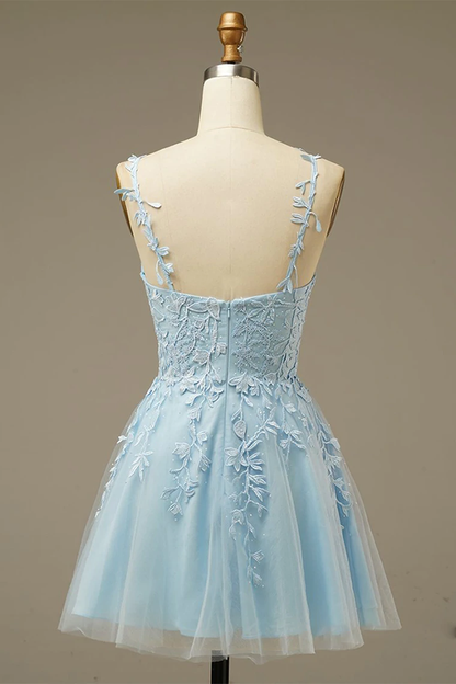 A-line V Neck Homecoming Dress With Appliques c2488