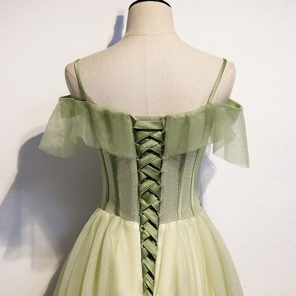 Light Green Pleated Floral Embroidery Long Prom Dress Medieval Renaissance Gown  cc23