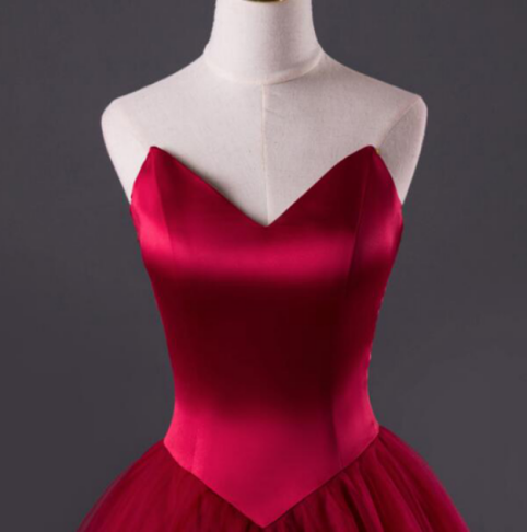 Burgundy Sweetheart Corest Long Prom Dress Lace-up Back Elegant Evening Dress  c3202