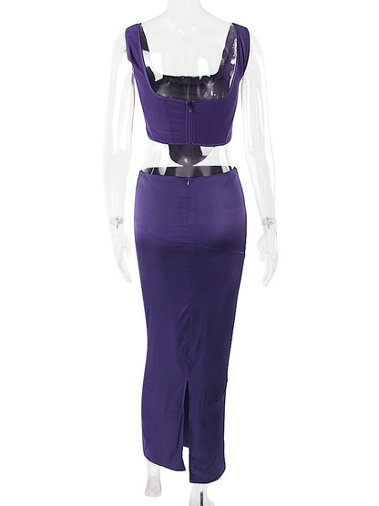 Dark Purple Floor Length Prom Dress Simple Straps Evening Dress c3407