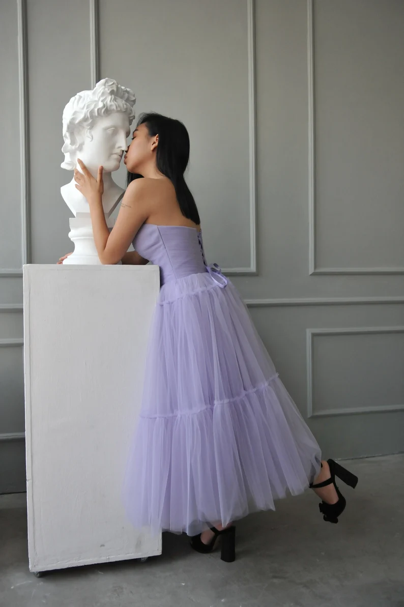 Beauty Strapless Blue Long Prom Party Dress  C781