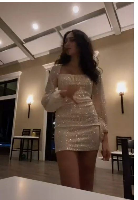 Puff Long Sleeve Mini Party Dress Sequin Homeocming Dress cc20