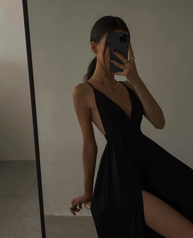 Spaghetti Straps Deep V Neck Long Prom Dress Backless Sexy Evening Dress c3200