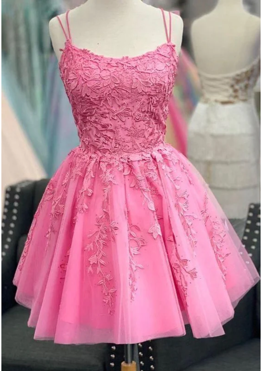 A-line Lace Appliques Short Homecoming Dress c3230