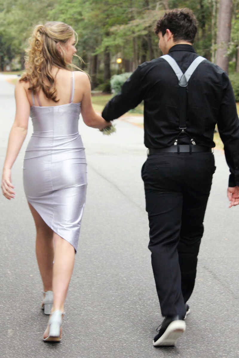 Shiny Light Grey V-Neck Short Homecoming Dress c3129