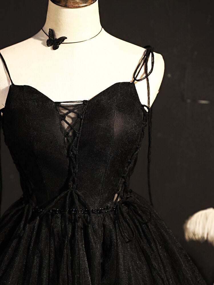 Charming Balck Short Spaghetti Straps Homecoming Dresses Cute Dresses C1121