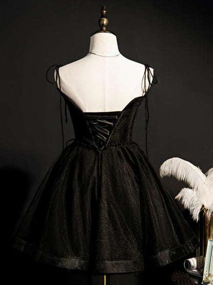 Charming Balck Short Spaghetti Straps Homecoming Dresses Cute Dresses C1121