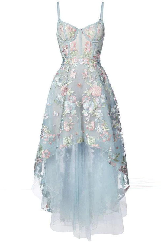 Spaghetti Straps Sweetheart Asymmetrical Prom Dress, High Low Homecoming Dresses c2736