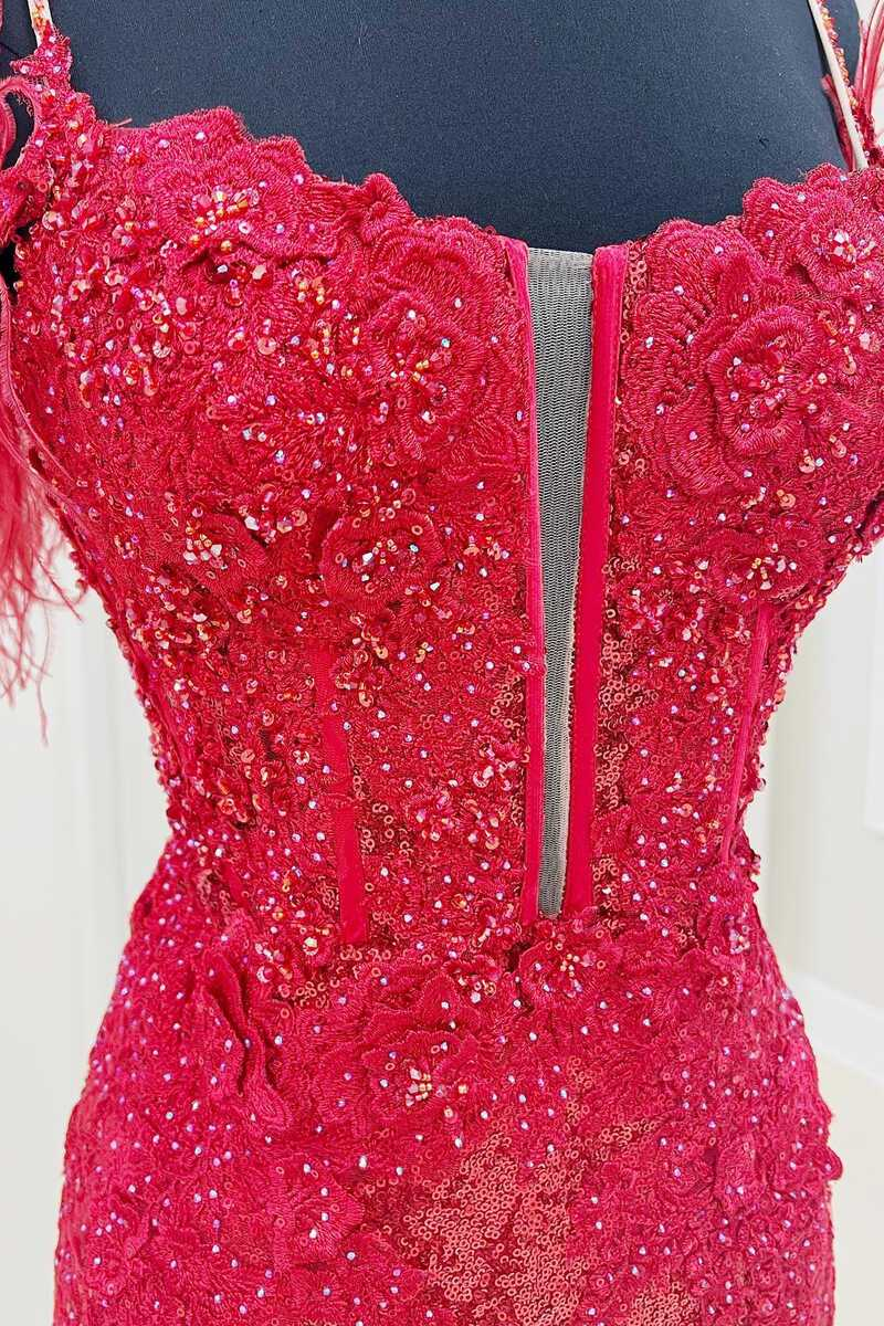 Dark Lavender Cold-Shoulder Feather Mini Homecoming Dress c3117