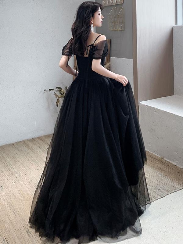Off the Shoulder Black Long Prom Dresses, Black Off Shoulder Formal Evening Graduation Dresses c2480