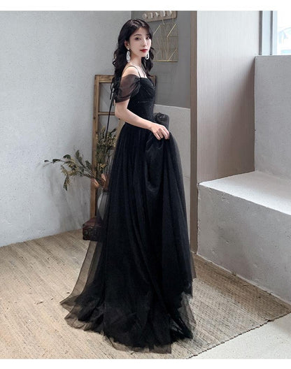 Off the Shoulder Black Long Prom Dresses, Black Off Shoulder Formal Evening Graduation Dresses c2480