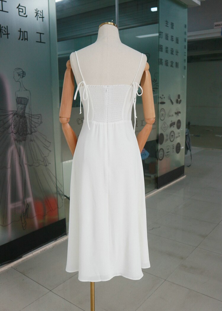 Spaghetti Straps White Hight Split Prom Dress c2584