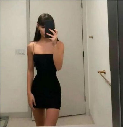 Sexy straps black mini homecoming dress c3293