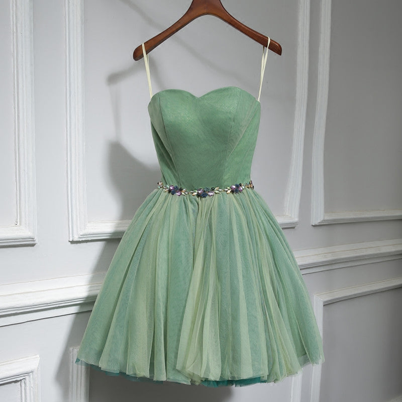 Cute green sweetheart neck homecoming dress c3291